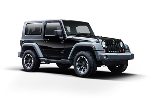 Example of a black two door Jeep SUV shown with Jeep insurance